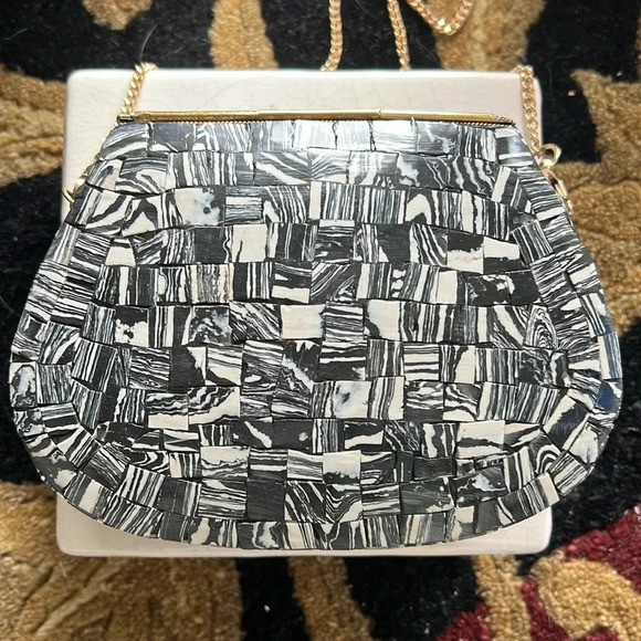 RAMLA Black and White Mosaic Handmade
Shoulder Crossbody Bag Clutch - Picture 4 of 14